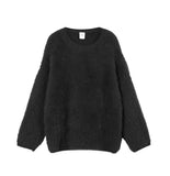 Selling Pure Color Imitation Marten Netted Round Sweater Women 2025 New Soft Knitting Base