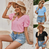Fashion Casual Women's Top 2025 New Print V-Neck Slim Cuff Kink