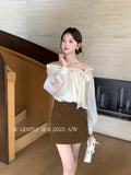 Xixi 13 Line 2025 Autumn White Standard Commuter Thin High-Waist Temperament PU Short Leather Skirt Women