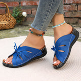 Bow Flat Bottom Slope And Slippers 2025 New Solid Color Rocking Line Hollow Fish Mouth