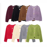 Women's INS Explosion Coarse Needle Long Sleeved Button