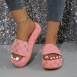 Large-Size Thick Bottom Women's Slippers 2025 New Plum Embroidered Cake Bottom Casual Women Cool