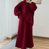 2025 New Middle Eastern Women's Long-Sleeved Hooded Loose Coat Skirt Casual