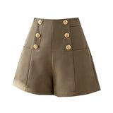 Women's Pants 2023 Summer Stretch Button Up Wide Leg Pants Women's High Waist Suit Short Women Solid Zipper Basic Sexy Shorts