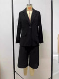 Spring And Autumn Cotton Mah-Size Casual Long-Sleeved Five-Sleeve Shorts Suit Two