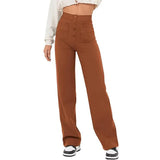 Trousers High Waist Pocket Wide Leg