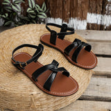 Zingj Sandals Women 2023 Summer Round Head Solid Color One-Line Soft Bottom Comfortable Large Size