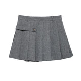And Winter New Buckle Blended Coat 0034250 Wide Folded Skirt