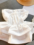 Autumn Sexy Black/White Strapless Tops Women Elegant Two Layer Ruffle Short Tank Shirts Female Slim Camis New