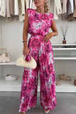 Women's Fashion Set Round-Neck Sleeveless Top 100-Fold Broad Leg Trousers Two-Set Casual