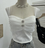 Shooting Net Red Pure Lust Folding Net Yarn Splicing Sling Sling Vest Bratie Short Sleeveless Top