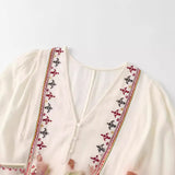 Women's Clothing 2025 Summer New Splicing Embroidery Short