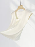 Zingj Crocheted Stereo Rose Sleeveless Sweater Summer Thin Big Round Collar Small Flying Sleeve Jacket Female
