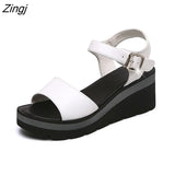 Summer Shoes Women Wedges Heels Sandals Young Ladies Casual Sandals Open toe Black White Shoes Wedge Heel