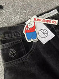 Clothes, Polar Boy Jeans, Original Gothic Hip-Hop Cartoon Embroidered Loose