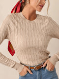 And Winter Women's Elegant Round-Neck Linen Pattern Jersey Inside The Top