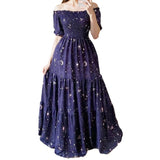 Autumn New Women's Design Feel A Word Of Fashion Broken Flower Shoulder Dress Women