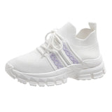 2025 New Fashion Flying Woven Mesh Breathable Single Shoes Women's Casual Platform One Foot Pedal Sports Small White