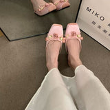Women 2025 Spring New Flat Bottomed Fairy Wind Single Shoes Wearing Cold And Dragging Pink Muller Women's