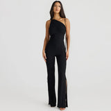 Zingj Summer Women's Wear Personality Street Back Pleated Slit Slim Strap Jumpsuit