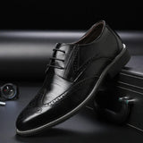 Zingj Leather Shoes Men's Versatile Business Dress Fashion Casual Men's Round Head Low Help Spring And Autumn Shoes Heighten Men's