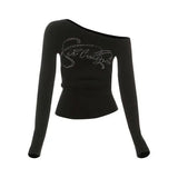 Sales Of 100,000] Trendy Letter Scald Collars With Long-Sleeved T-Shirt Girls Folded Thai Hottie