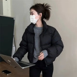 Ken Bean Wind Short Down Jacket Women's Winter 2023 New Small White Duck Velvet Maillard Standing Collar Coat-Outfit