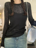 Solid Color Thin Long Sleeve Knit-Outfit
