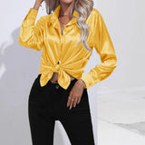 Women's Shirt Loose Shirts and Blouses Silk Button Up Shirt Oversized Blouse Women Fashion OL Women Clothing Womens