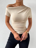 And Summer New Self-Healing Folding Irregular Short-Sleeved T-Shirt