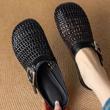 New Super Fire Silver Bag Head Cool Slippers Women's Summer Wearing Flat Bottom Half Slippers High-End Breathable Hole