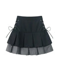 Women's Pleated Skirt Kawaii Gothic Black Mini Skirt Korean High Waist Y2k Harajuku Vintage Bandage A-line Skirt Clothes