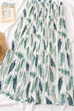 Women 2023 High Waist Floral Print Mid Calf Long Pleated Skirt Girls Summer Vintage Elegant Chiffon Midi