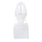Zingj Women's Spring 2024 New Fashion Sexy Hot Girl Hollow-Out Neck With Fake Two Slim Buttock