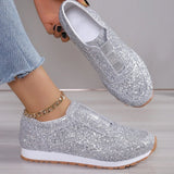2025 Winter New Sleel Cloth Shoes Sports Casual Women's Shoes Light Mouth Flat-Bottomed Round Head Women's