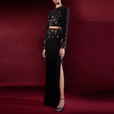 Star Fashion New Heavy Industry Diamond Nail Beads Short Top Dress Suit Two