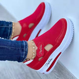Casual Single-Shoe Women's Spring And Summer New Flat Bottom Flying Weaving Breathable Magic Sticker Casual Mesh