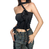 Zingj Spring Fashion Trend Women's New Word Shoulder Slim Wooden Ear Umbilical Versatile Small Vest-Outfit