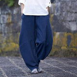 Cotton And Linen Loose Casual Stitching Solid Color