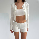 Knitted Shirt Home Cardigan Short Vest Shorts Light Pink White Optional Comfortable Fashionable Autumn And Winter