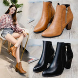 Boots Girl Wish Autumn And Winter Retro Wiping Coarse And High Heel Side Zipper Large Size Martin