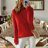 Sheintemu Autumn And Winter Long Sleeve Simple Solid Color Sweater