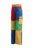 Trendy Personality Loose Pants 2025 Autumn New Splicing High-Waisted Wide-Legged Jeans