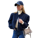 Color Jacket 2025 Stand Collar Double Pocket Solid Color Locomotive Ker Pilot Jacket Cotop