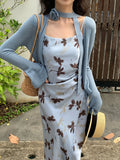 Xixi 2025 Spring And Summer New Korean Version Horn Sleeves Long-Sleeved Knitted Shirt Women's Sunscreen Shawl