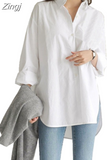 Office Blouse Casual Cotton Button Long Sleeve Shirt Oversize White Loose Shirt Women Tops Irregular Women Clothes