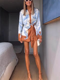 Women's Clothing Casual Irregular Knotted Fashion Long-Sleeved Shirt Dress