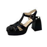 Hollow Roman High-Heeled Women's Summer Season New Fashion Side Behind The Empty Coarse Heel Buckle Sandals