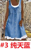 Women's 2025 Summer New Fashion Imitation Denim Vest Casual Print Sleeveless