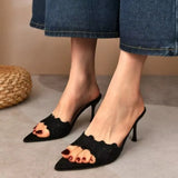 Summer New Pointed Lace Lace High Heel Women's Fine Heel Sandals Sexy Dew Cool Drag Wearing